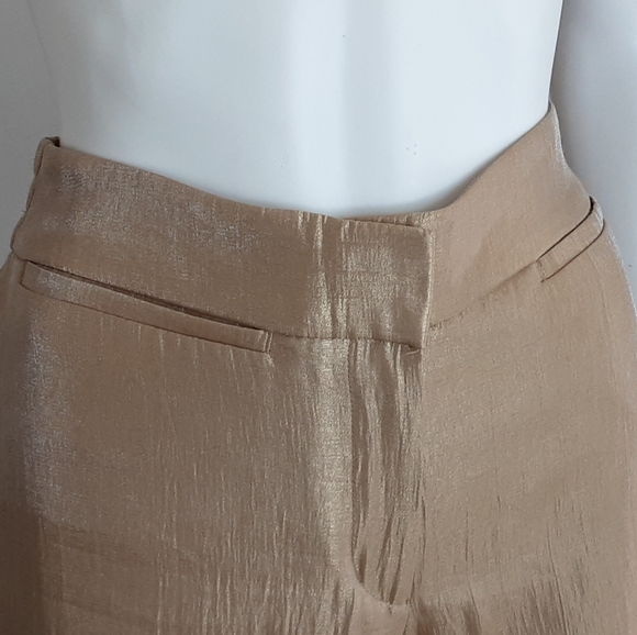CHICO'S Travelers Collection Gold Luxe Metallic Welt Pocket Pants Sz 0 - NWOT - Picture 6 of 12